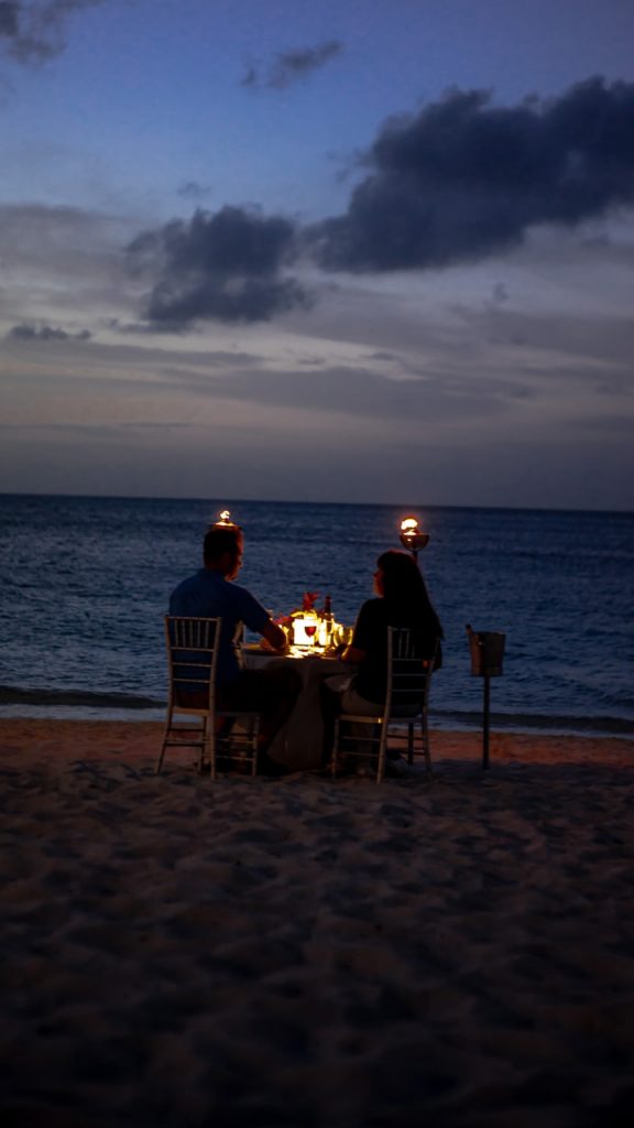romantic couple beach sunset